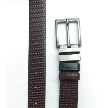two tone textured leather belt